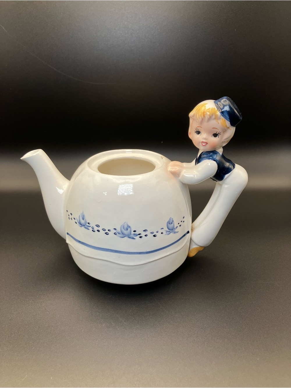 Vintage Enesco Dutchboy Teapot with Figurine Handle
